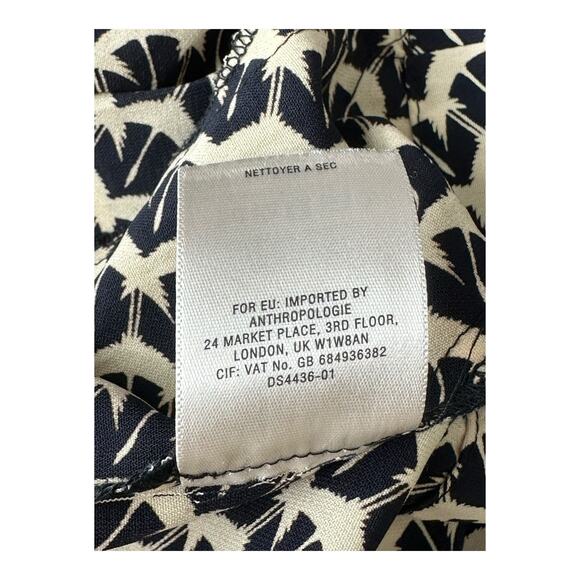 Maeve Anthropologie Top Womens XS Selva Dropwaist Pleated Tunic Geometric Birds - Picture 8 of 8